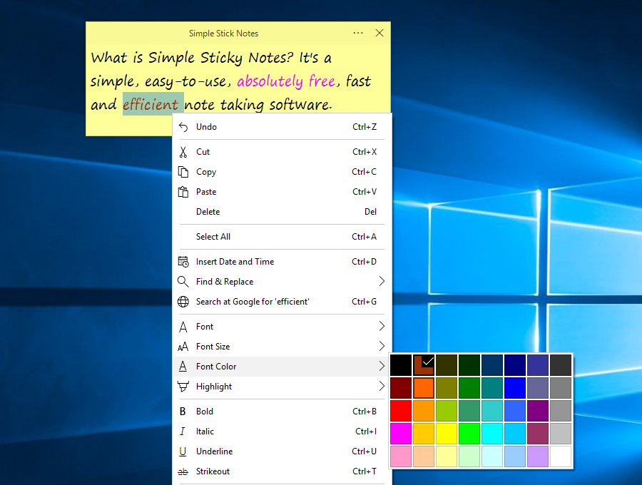 Screenshot for Simple Sticky Notes 1.5.0.0